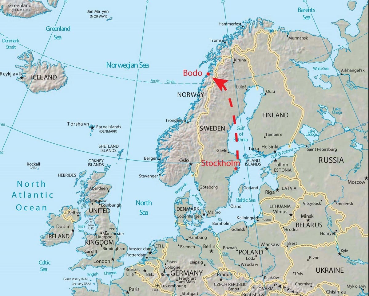 Kaart van bodo in Noorwegen