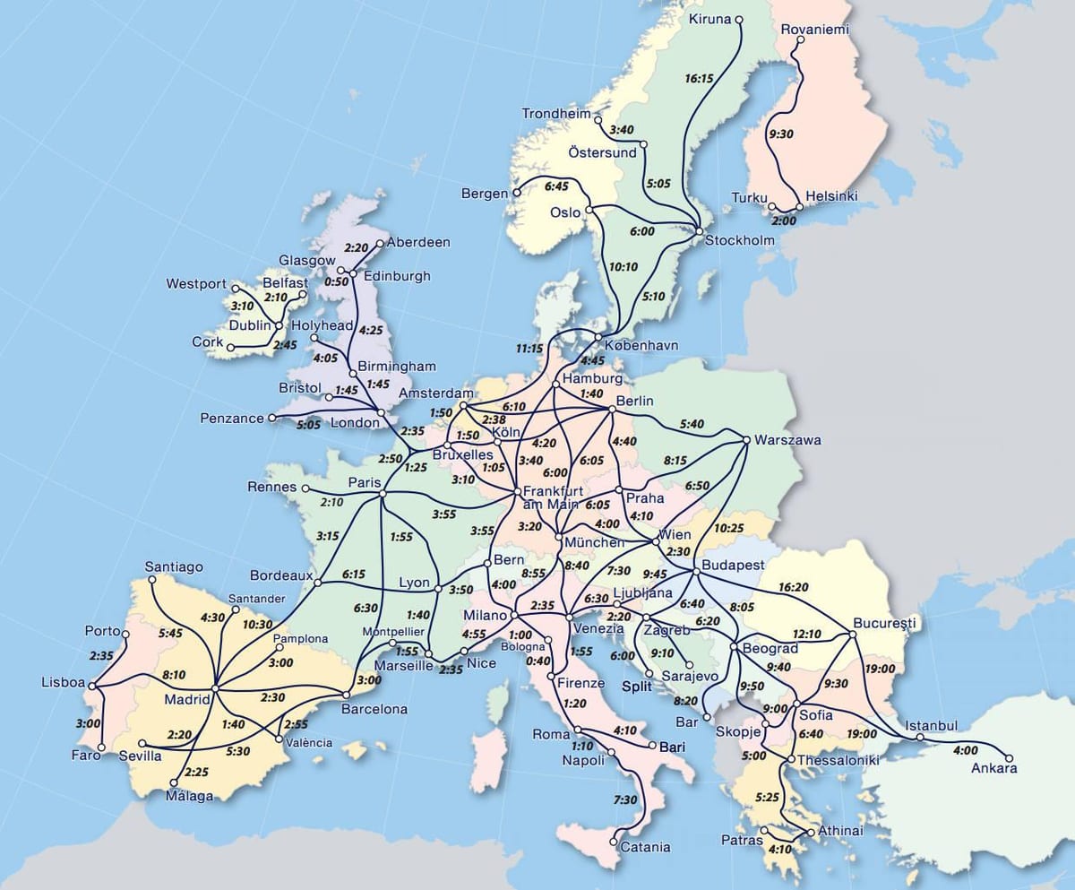 Kaart van eurail Noorwegen