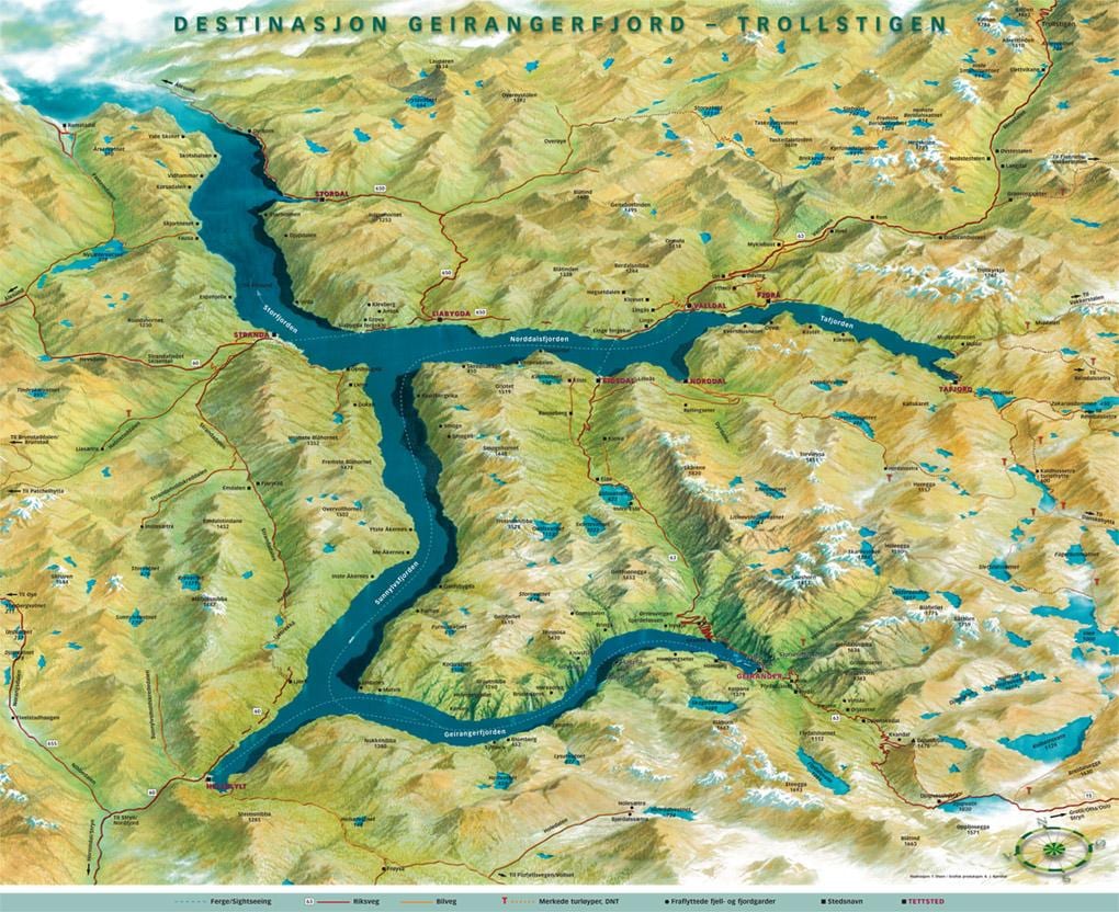 kaart geiranger Noorwegen