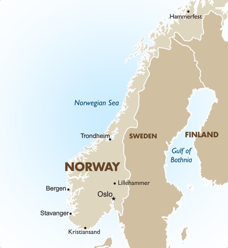 Kaart van lillehammer in Noorwegen