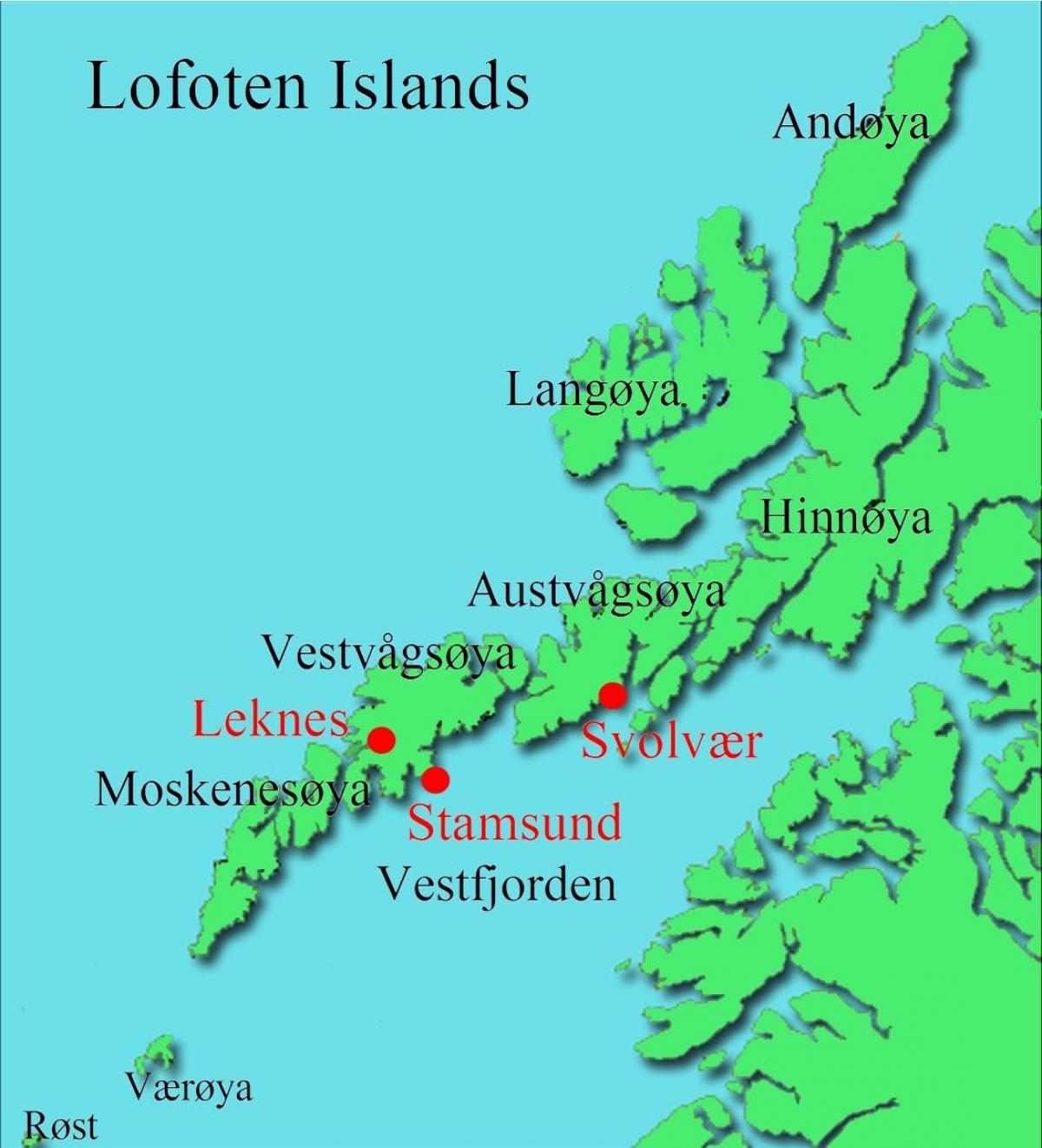 de lofoten eilanden Noorwegen kaart
