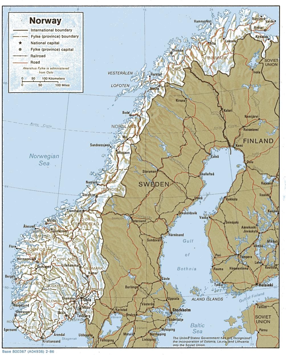 geografische kaart van Noorwegen