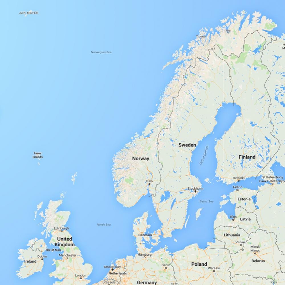 Noorwegen kustlijn kaart