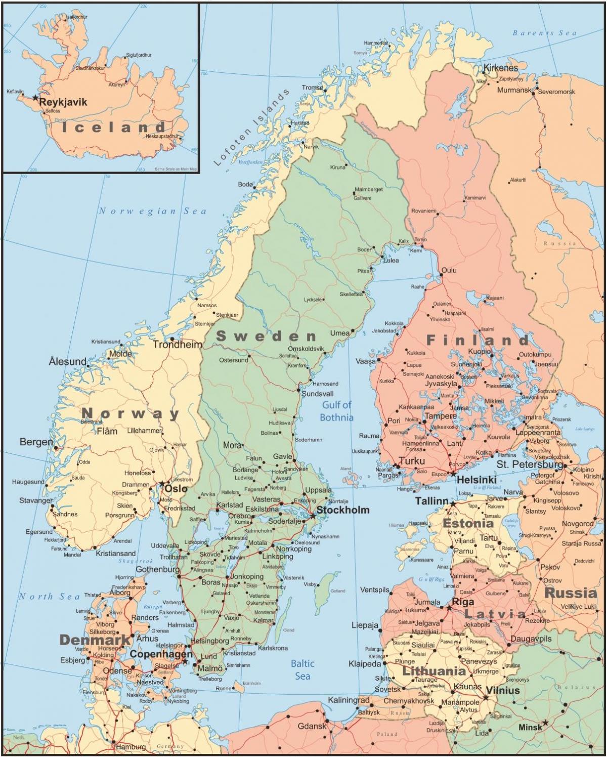 Kaart van Noorwegen land