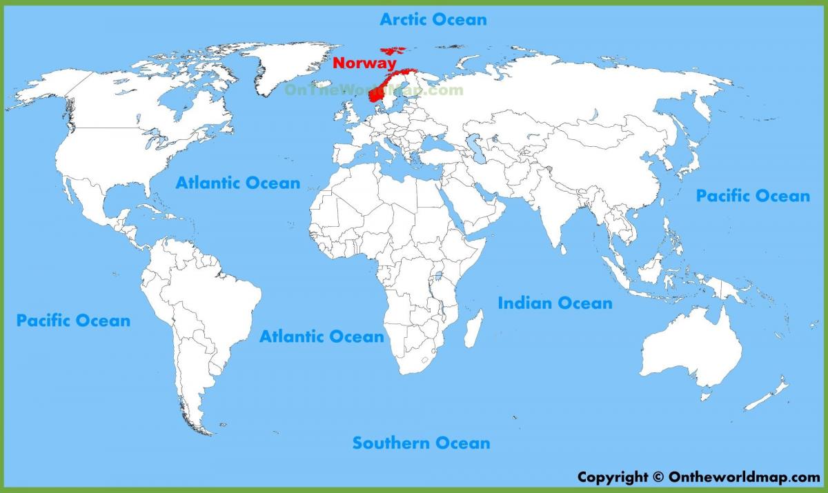 wereldkaart met Noorwegen