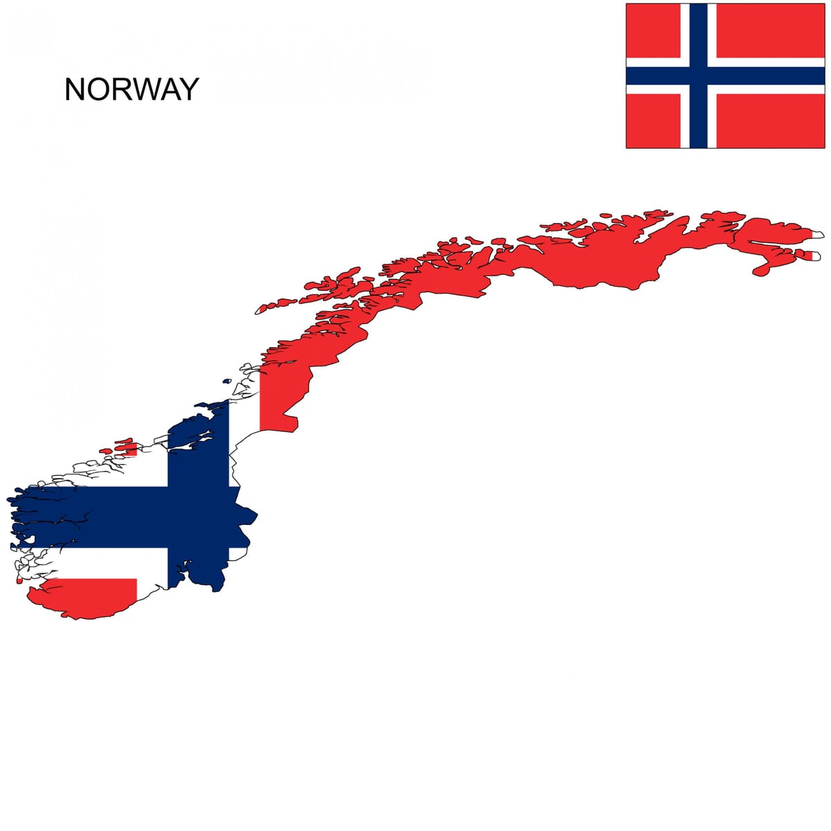 Noorwegen vlag van de kaart