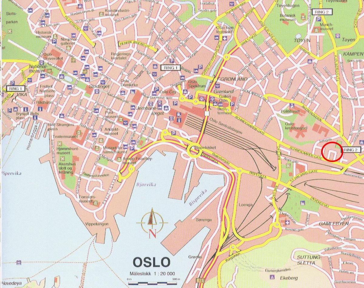 kaart van oslo Noorwegen centrum