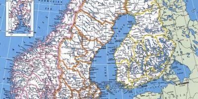 Kaart van gedetailleerde Noorwegen