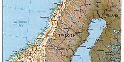 Gedetailleerde kaart van Noorwegen met steden