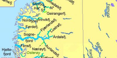 Kaart van Noorwegen fjorden tonen