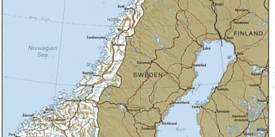 Geografische kaart van Noorwegen
