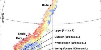 Noorwegen temperatuur kaart