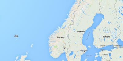 Noorwegen kustlijn kaart