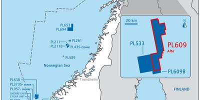 Kaart van Noorwegen olie