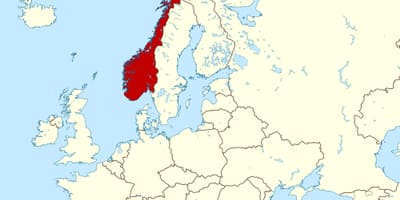 Noorwegen op de kaart van europa