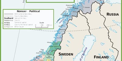 Kaart van Noorwegen politieke 