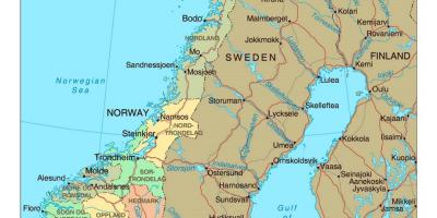 Wegenkaart van Noorwegen met steden